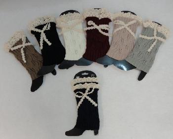 Knitted Boot Cuffs [Antique Lace Bow]
